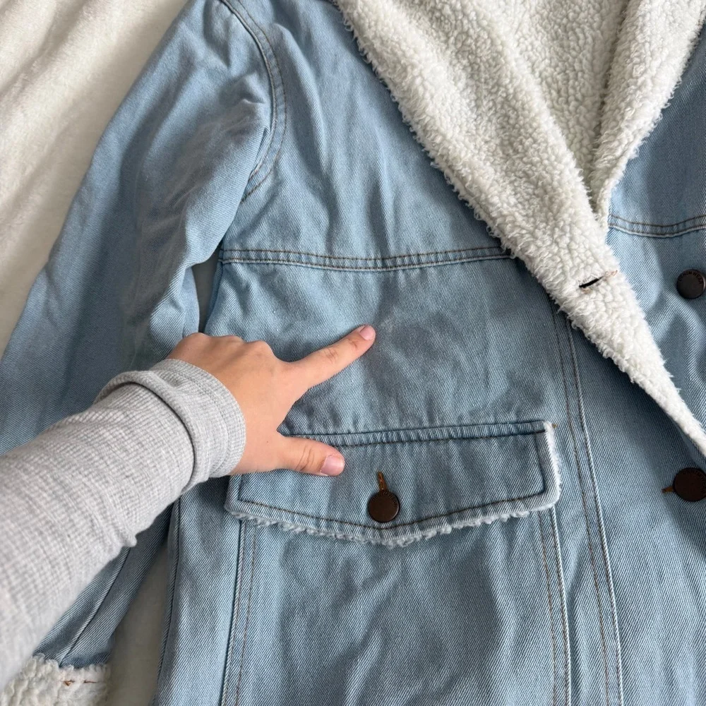 Ashley Vintage Charm Denim Sherpa Jacket Size Medium